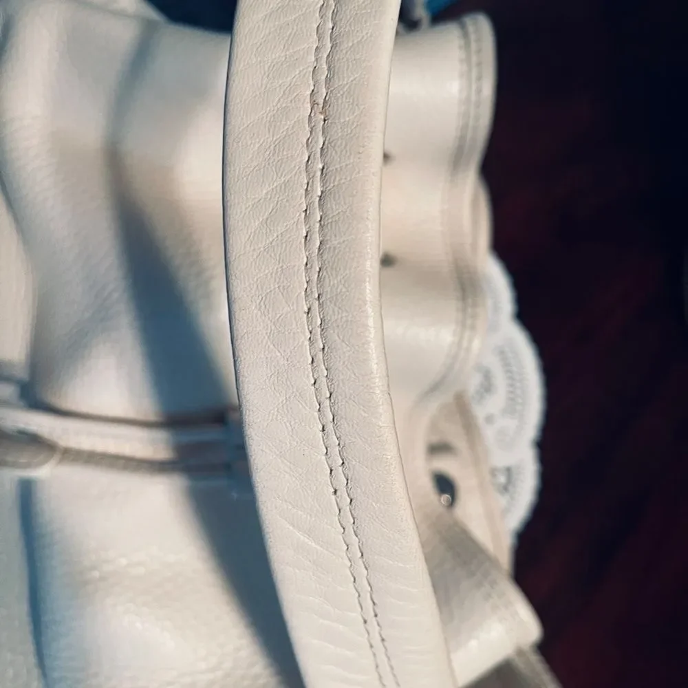 Cole Haan Elegant White Ivory Leather Bucket Bag